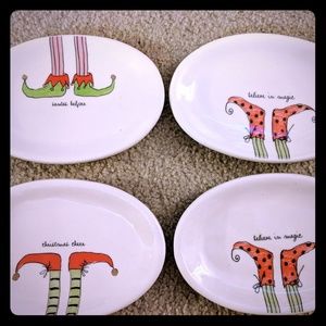 Rae Dunn Christmas elf plates